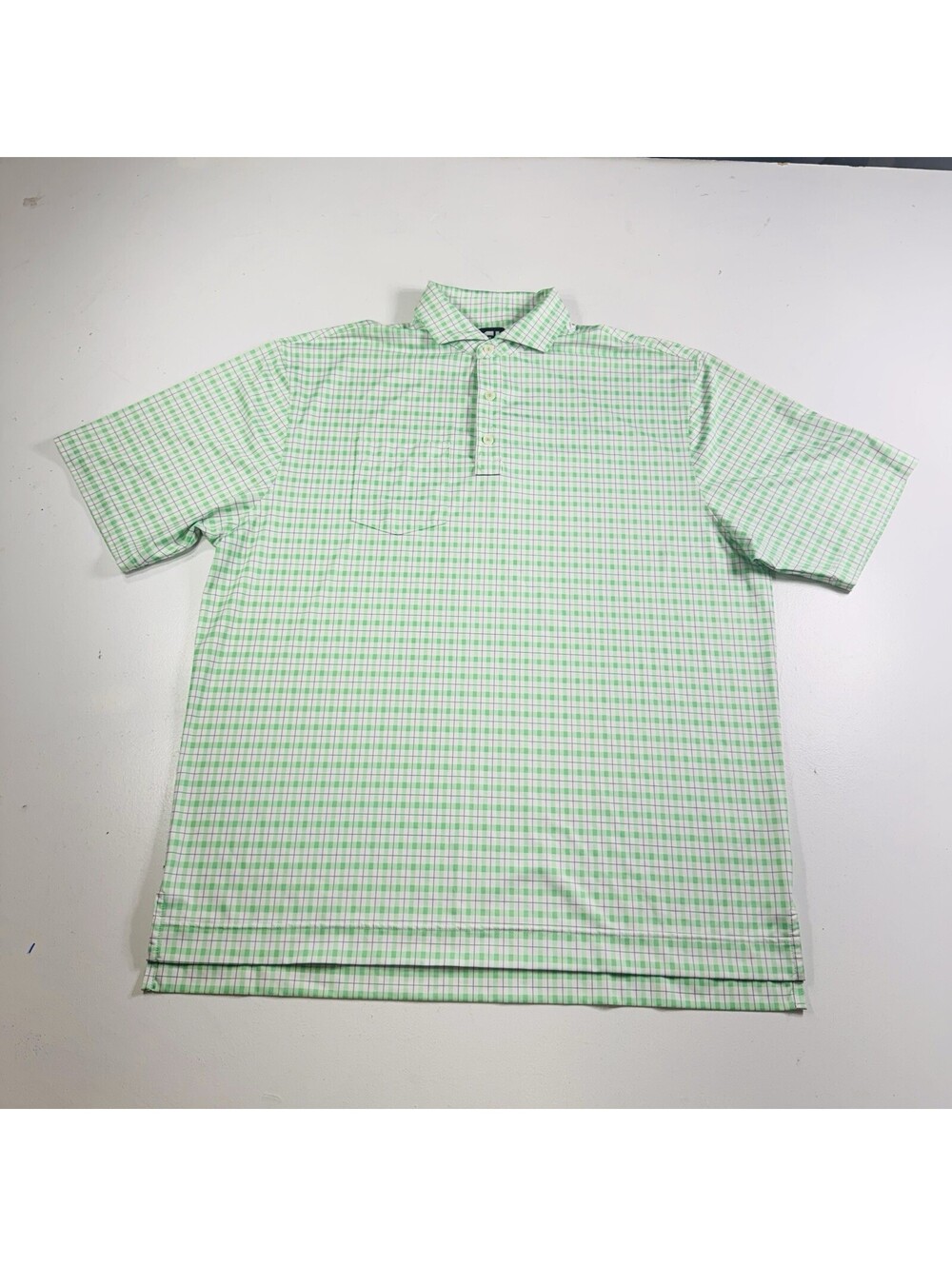 Footjoy Golf Polo Shirt Green Plaid Stretch Men’s Size XL